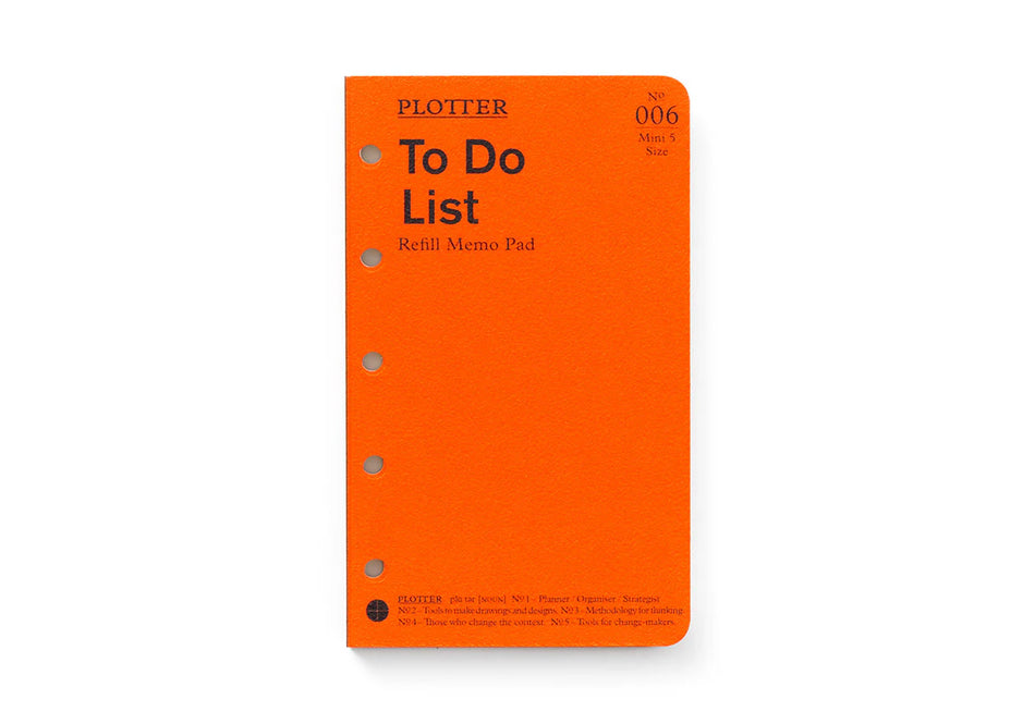 PLOTTER  "To Do" List Memo Pad (50 Sheets) - Mini 5 Size