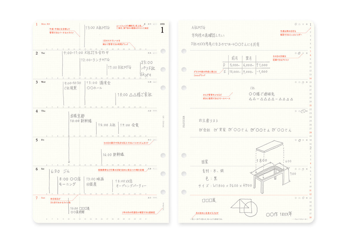 Plotter 2024 Monthly Schedule Refill - A5 Size