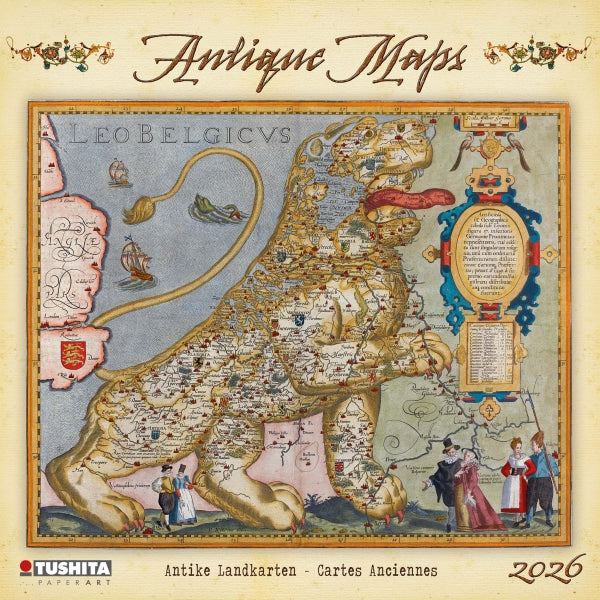 2026 16 Month Wall Calendar - Antique Maps
