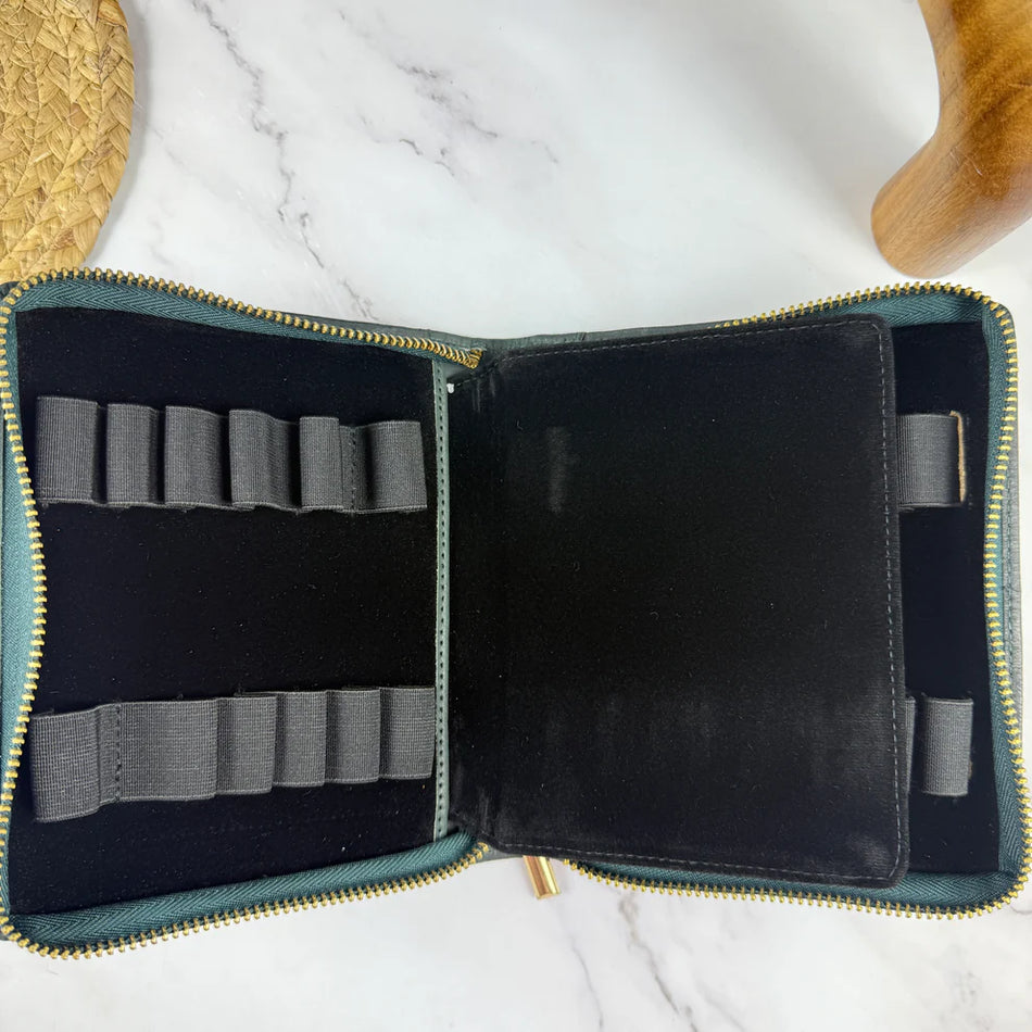 Girologio 12 Slot Zipper Pen Case - Pacific Green