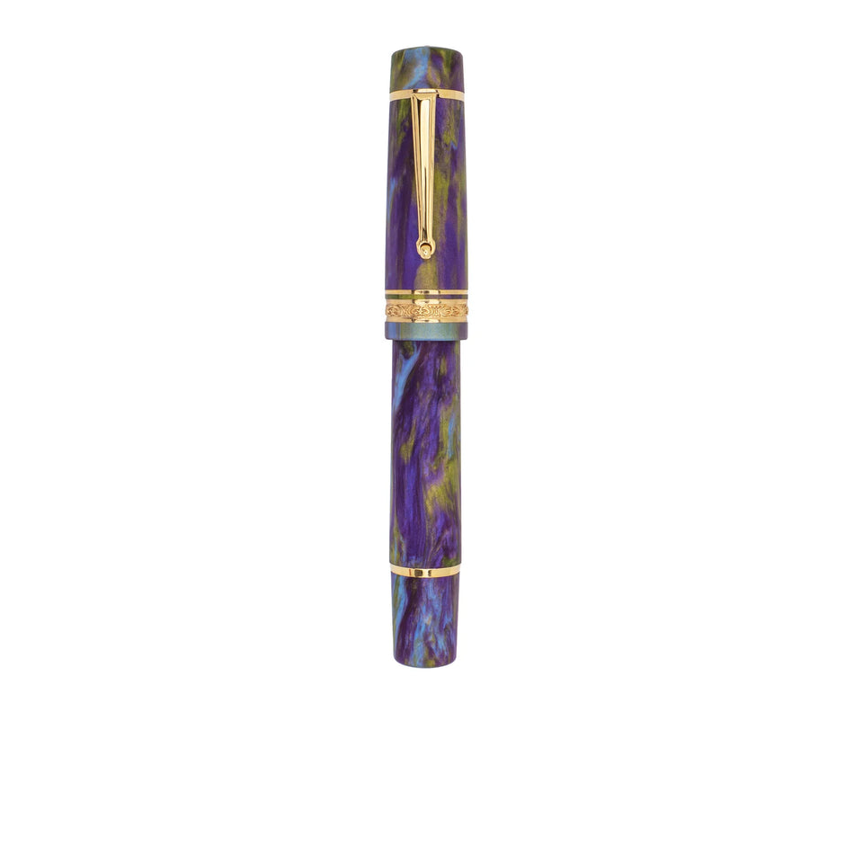 Delta DV Over-Size Fountain Pen - Matte Wisteria Walk with Gold Trim and #8 nib