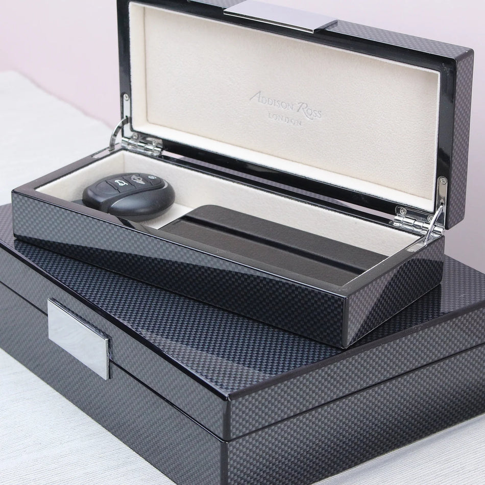 Addison Ross - Carbon Fibre Lacquer Box With Silver
