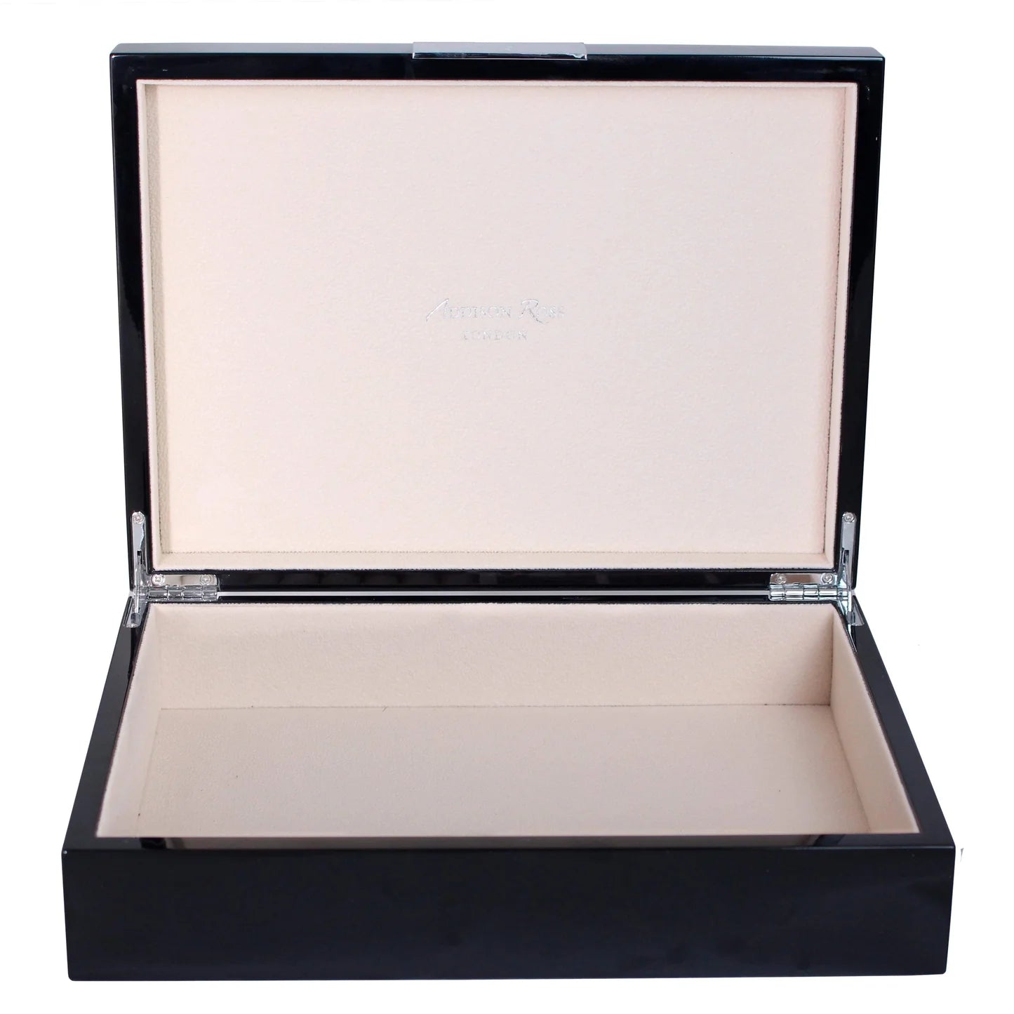 Addison Ross - Black Lacquer Large Storage Box With Silver Trim