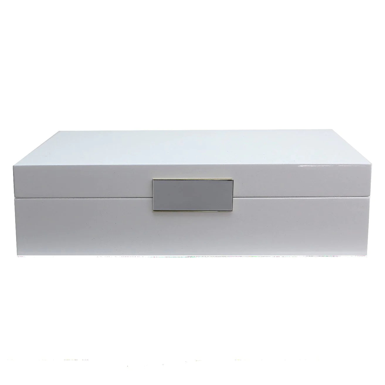 Addison Ross - White Lacquer Large Storage Box With Silver Trim