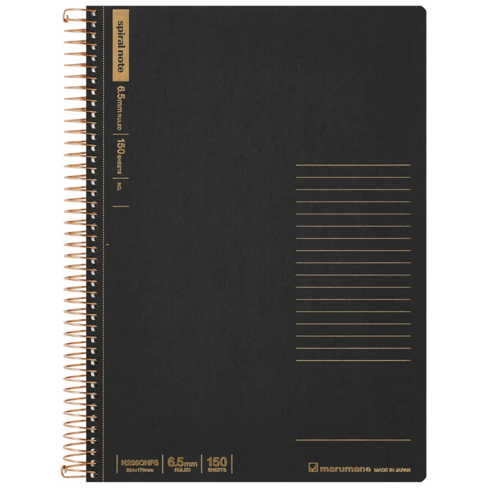 Maruman B5 Spiral Note 6.5mm 150 Sheets - Ruled - Black