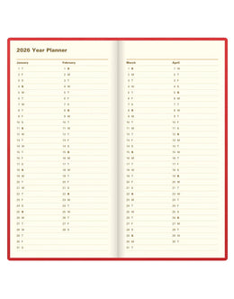 LETTS 2026 Belgravia Weekly 3x6 Red