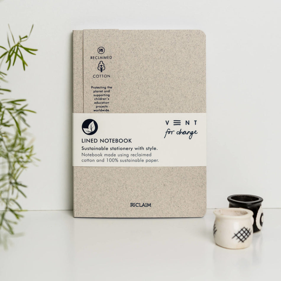 VENT for change Reclaimed Cotton A5 Lined Notebook - Pearl
