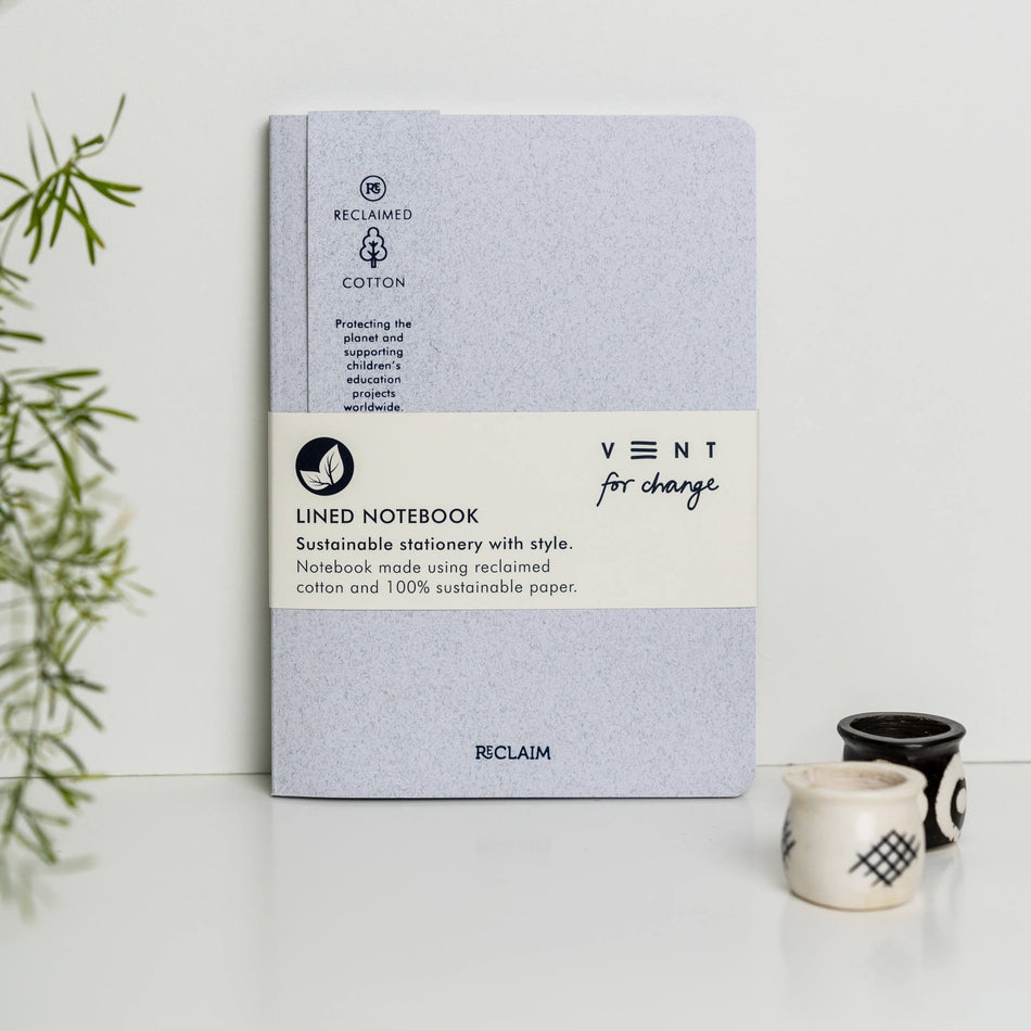 VENT for change Reclaimed Cotton A5 Lined Notebook - White