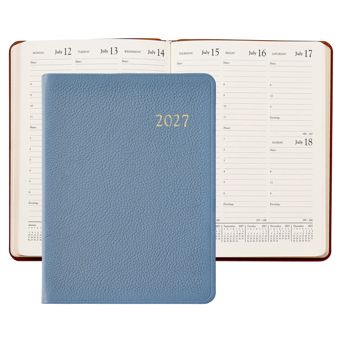 GI 2027 Desk Diary Goatskin Leather - Slate Blue
