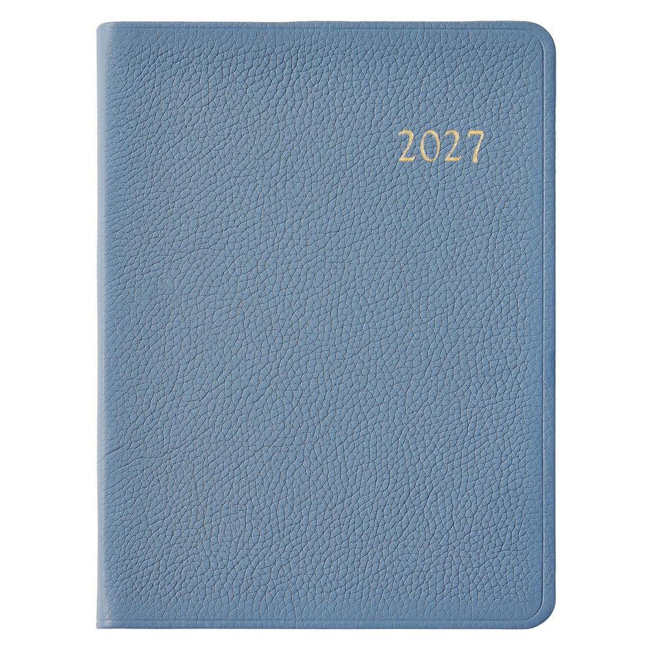 GI 2027 Desk Diary Goatskin Leather - Slate Blue