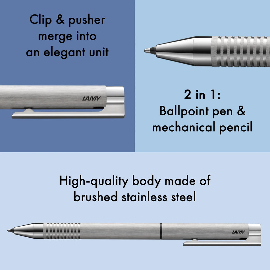 LAMY Logo Multifunction Pen and Pencil - Brushed Stainless Steel