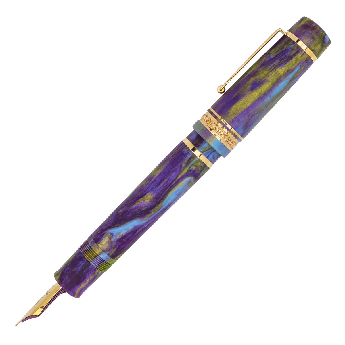 Delta DV Over-Size Fountain Pen - Matte Wisteria Walk with Gold Trim and #8 nib