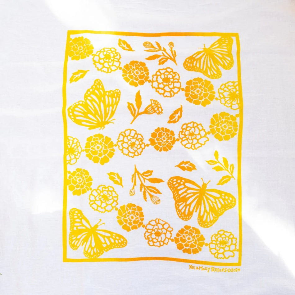 Kei & Molly Flour Sack Dish Towel - Monarchs & Marigolds