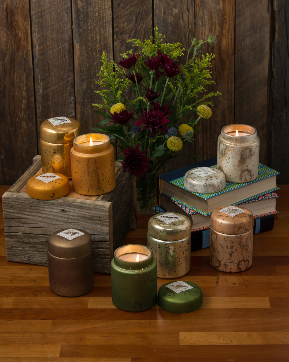 Mountain Fire Glass Candle - Tabacco Bark