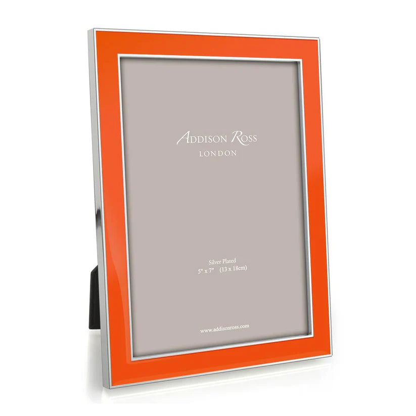 Addison Ross - Silver Trim Orange Enamel Picture Frame 5x7