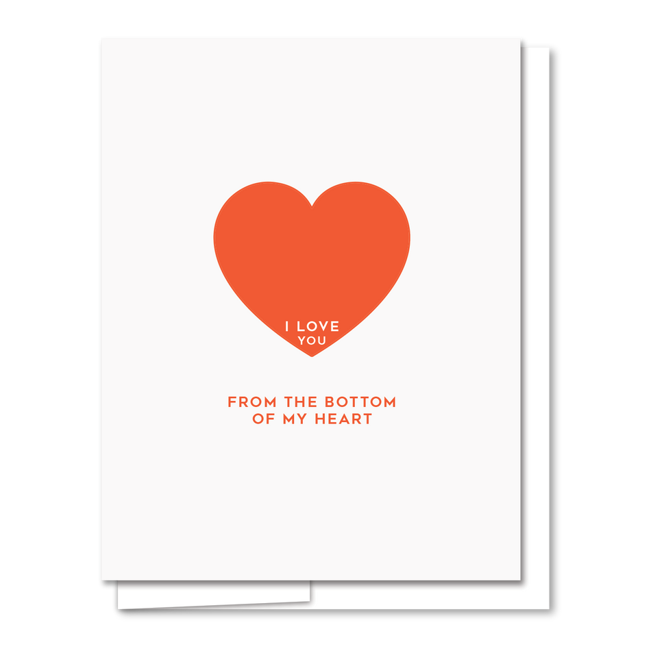 Quick Brown Fox Letterpress Bottom of My Heart Love Card