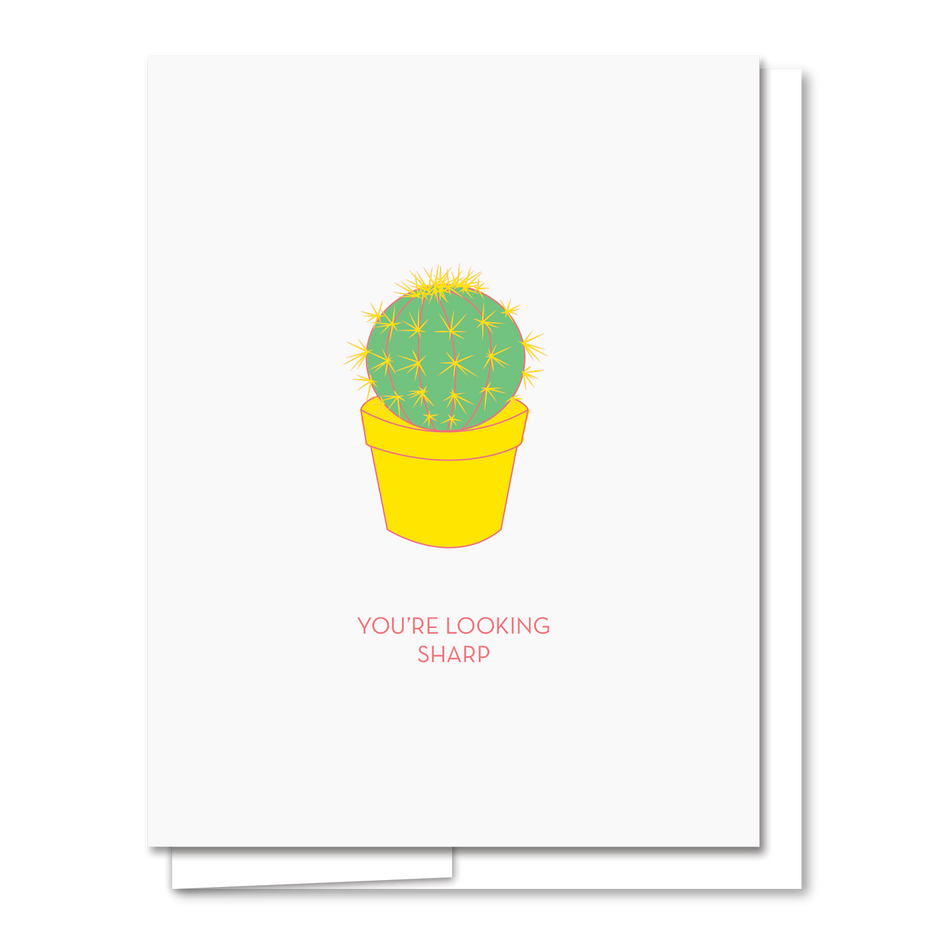 Quick Brown Fox Letterpress Sharp Cactus Love Card
