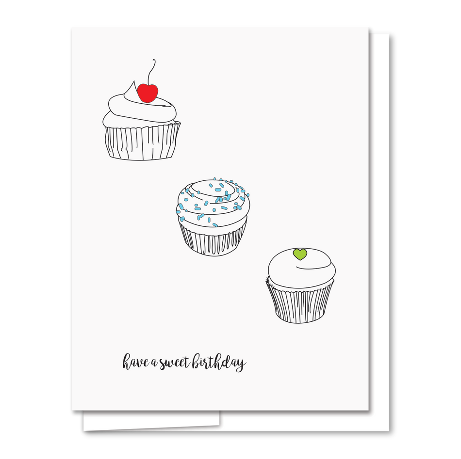 Quick Brown Fox Letterpress Cupcake Birthday Card