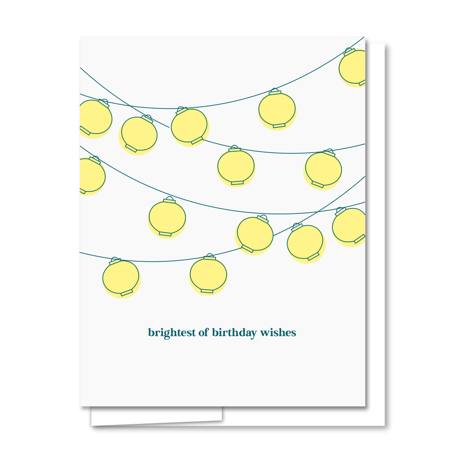 Quick Brown Fox Letterpress Bright Birthday Lanterns Card