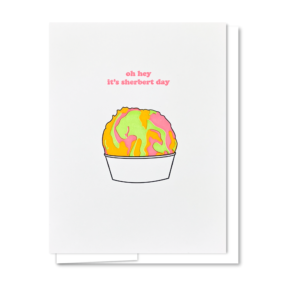 Quick Brown Fox Letterpress Sherbert Ice Cream Birthday Card