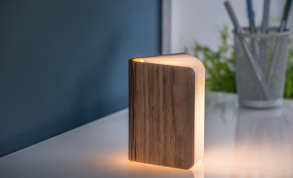 Gingko Mini Smart Book Light Natural Wood - Walnut