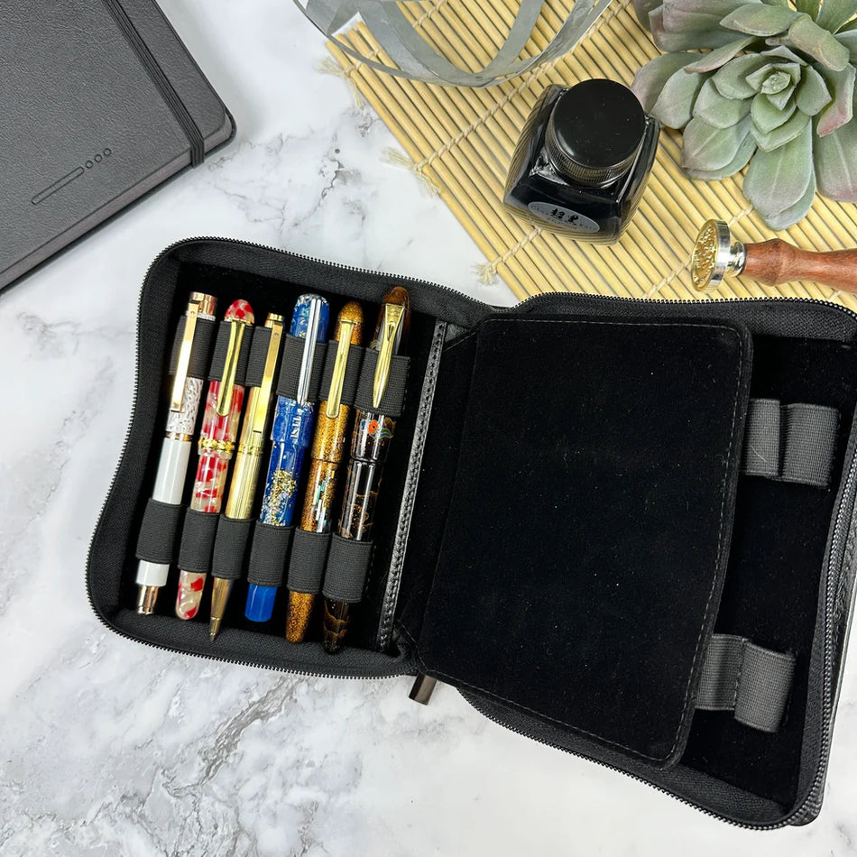 Girologio 12 Slot Zipper Pen Case - Black