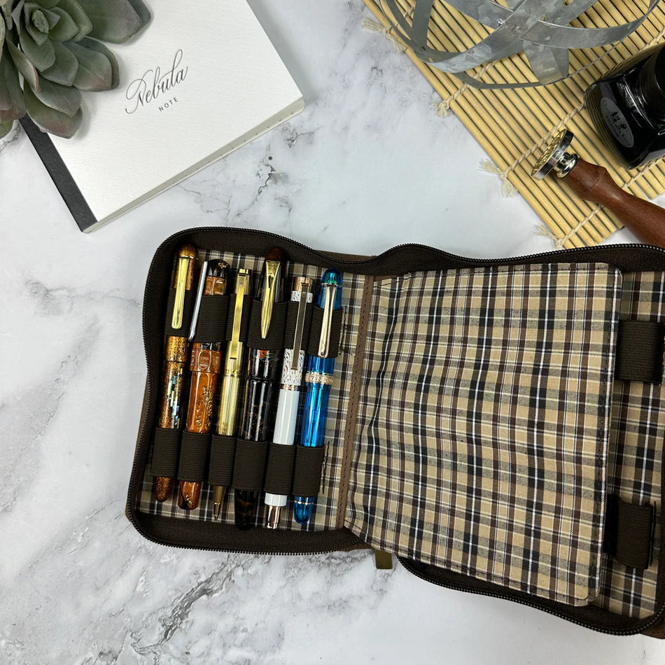 Girologio 12 Slot Zipper Pen Case - Bomber Brown