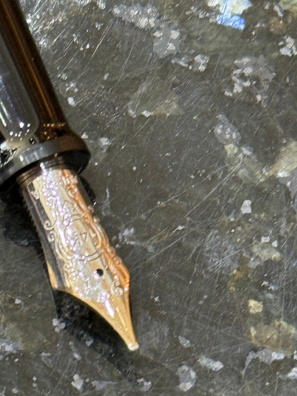 Aurora Talentum - Black/Silver Fountain Pen - Italic PRE-LOVED