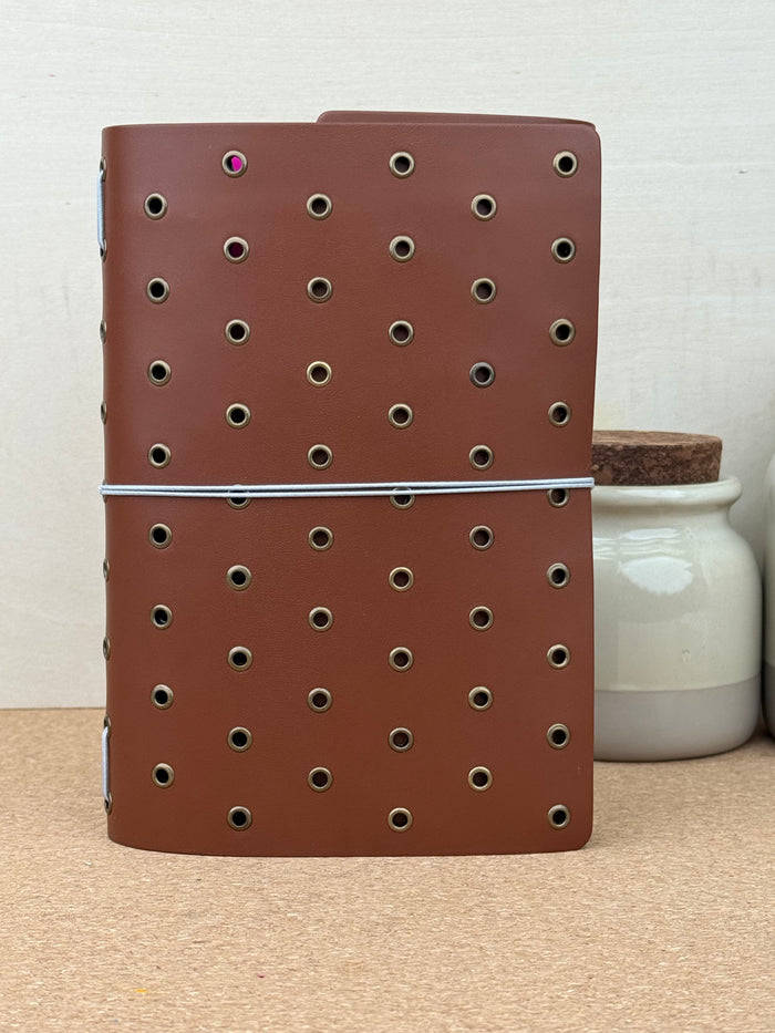 Imperfect Concepts Niko Leather Notebook - B6 Trifold - Chocolate w/ Bronze Grommets