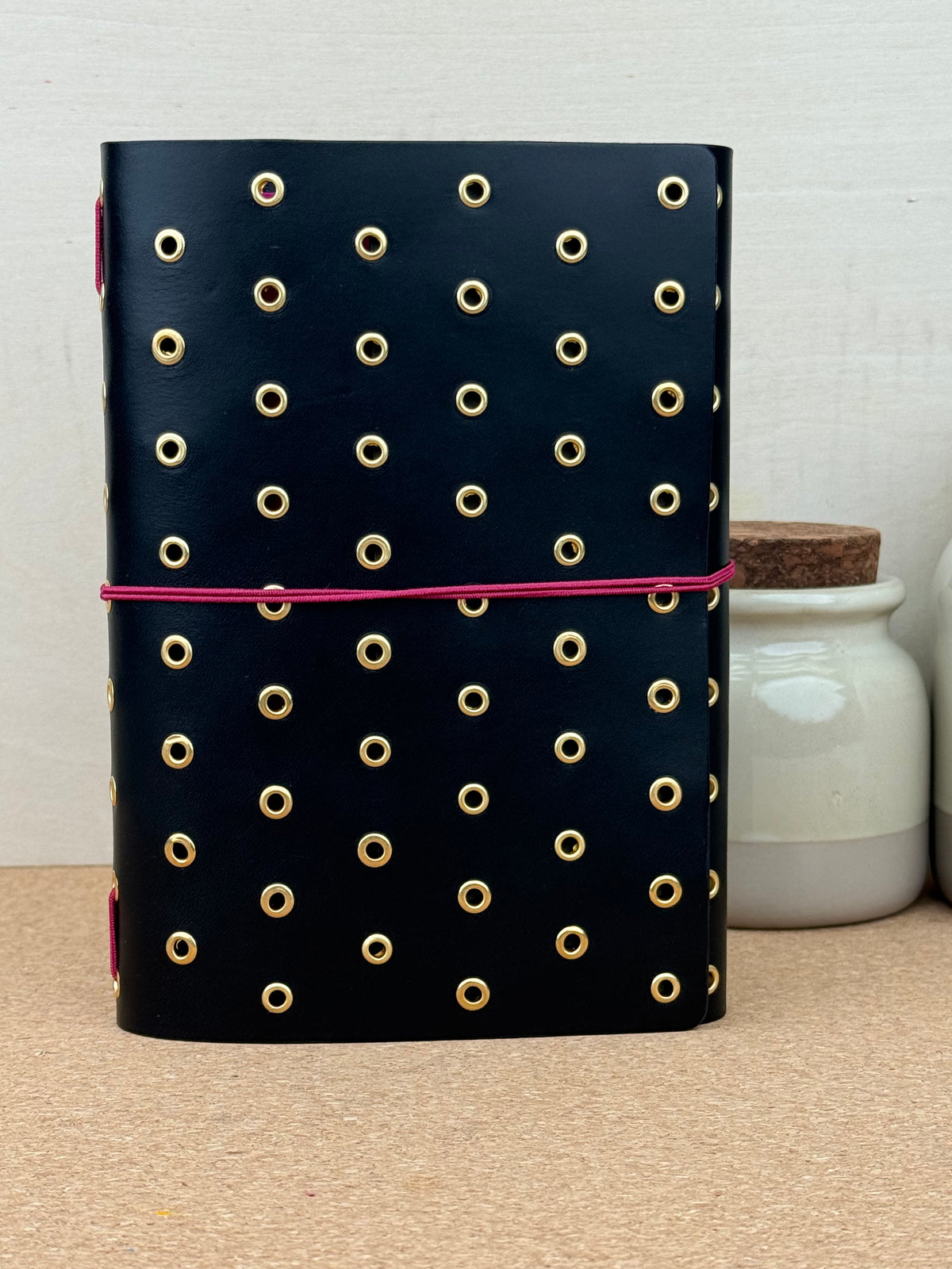 Imperfect Concepts Niko Leather Notebook - B6 Trifold - Raven w/ Gold Grommets