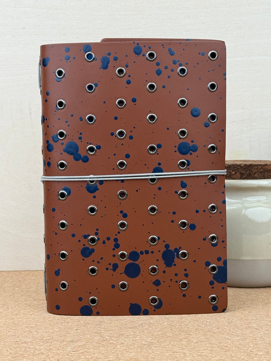 Imperfect Concepts Niko Leather Notebook - B6 Trifold - Painted Chocolate w/ Gunmetal Grommets