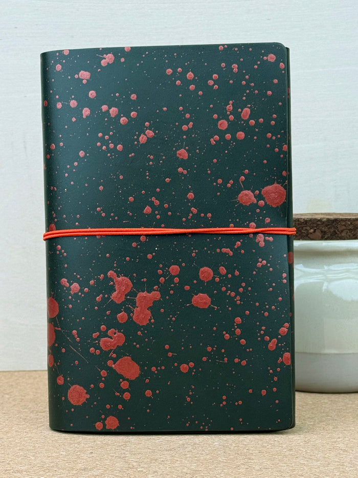 Imperfect Concepts Ollie Leather Notebook - B6 Trifold Olive Painted - Red Band