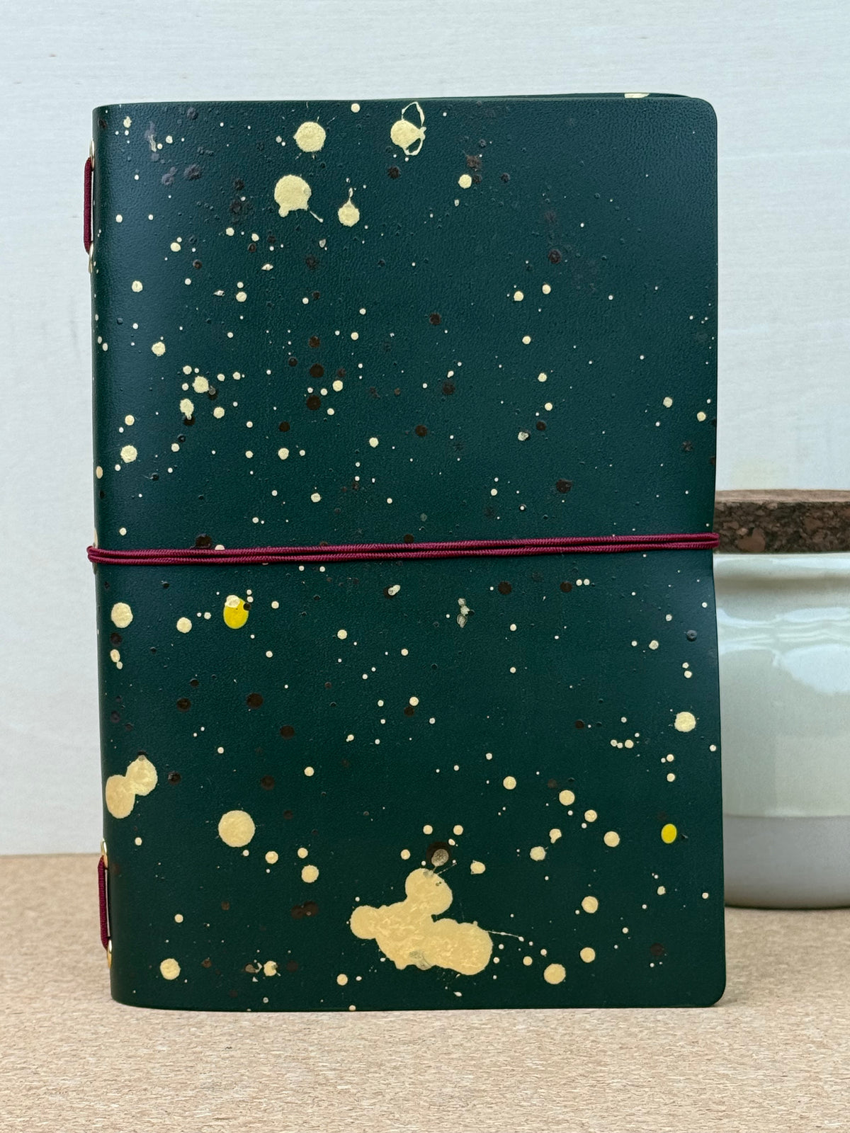 Imperfect Concepts Ollie Leather Notebook - B6 Trifold Olive Painted - Wine Band