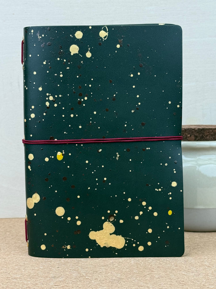 Imperfect Concepts Ollie Leather Notebook - B6 Trifold Olive Painted - Wine Band