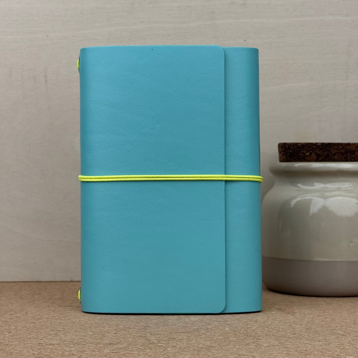 Imperfect Concepts Jasper Notebook - A6 Trifold - Turquoise w/ Neon Band