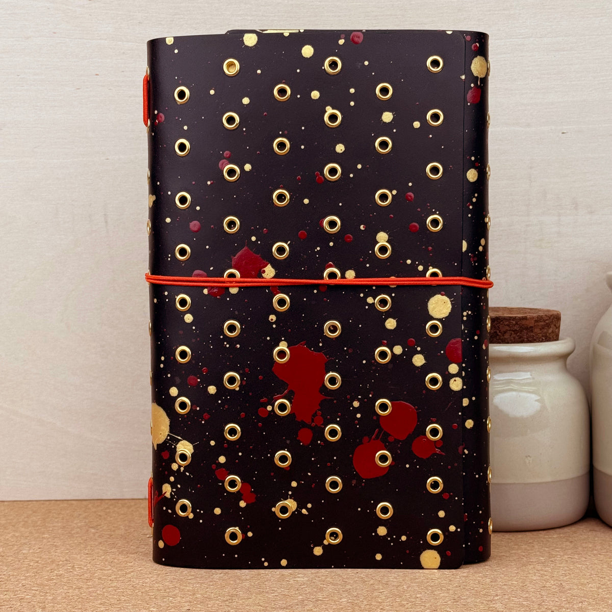 Imperfect Concepts Dancer Notebook - A5 Trifold - Painted Umber w/ Gold Grommets
