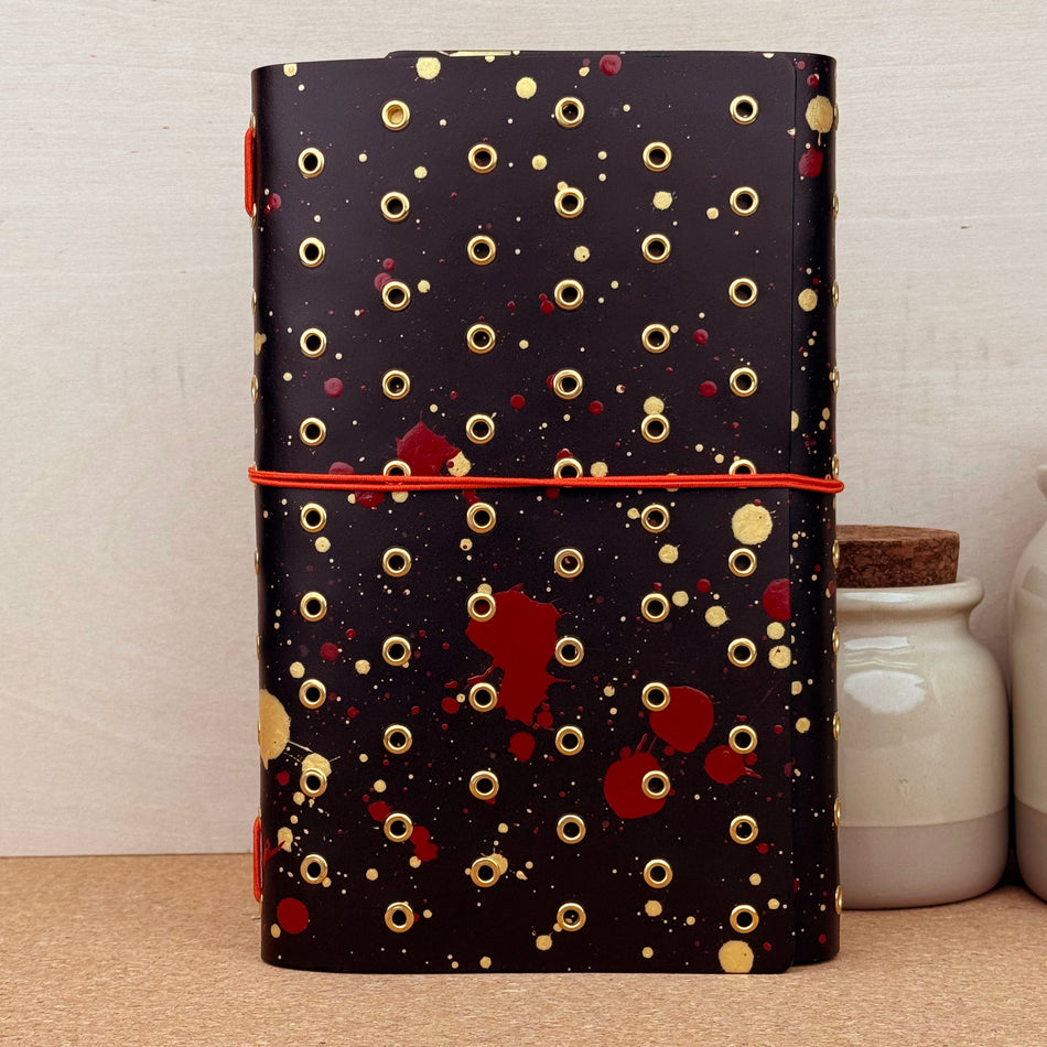 Imperfect Concepts Dancer Notebook - A5 Trifold - Painted Umber w/ Gold Grommets