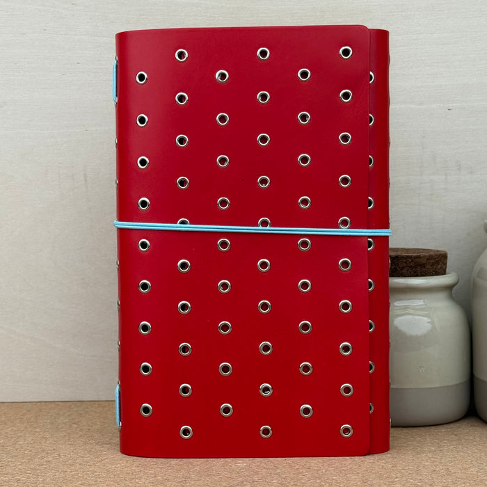 Imperfect Concepts Dancer Notebook - A5 Trifold - Scarlet w/ Silver Grommets