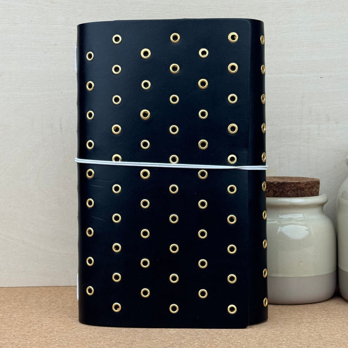 Imperfect Concepts Dancer Notebook - A5 Trifold - Raven w/ Gold Grommets