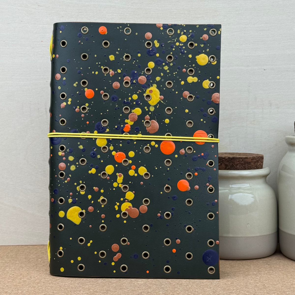 Imperfect Concepts Baxter Notebook - A5 Bifold - Painted Olive w/ Bronzer Grommets