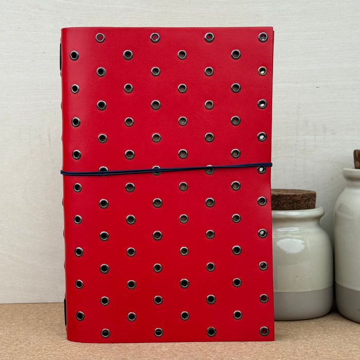 Imperfect Concepts Thatcher Notebook - A5 Bifold - Scarlet w/ Gunmetal Grommets