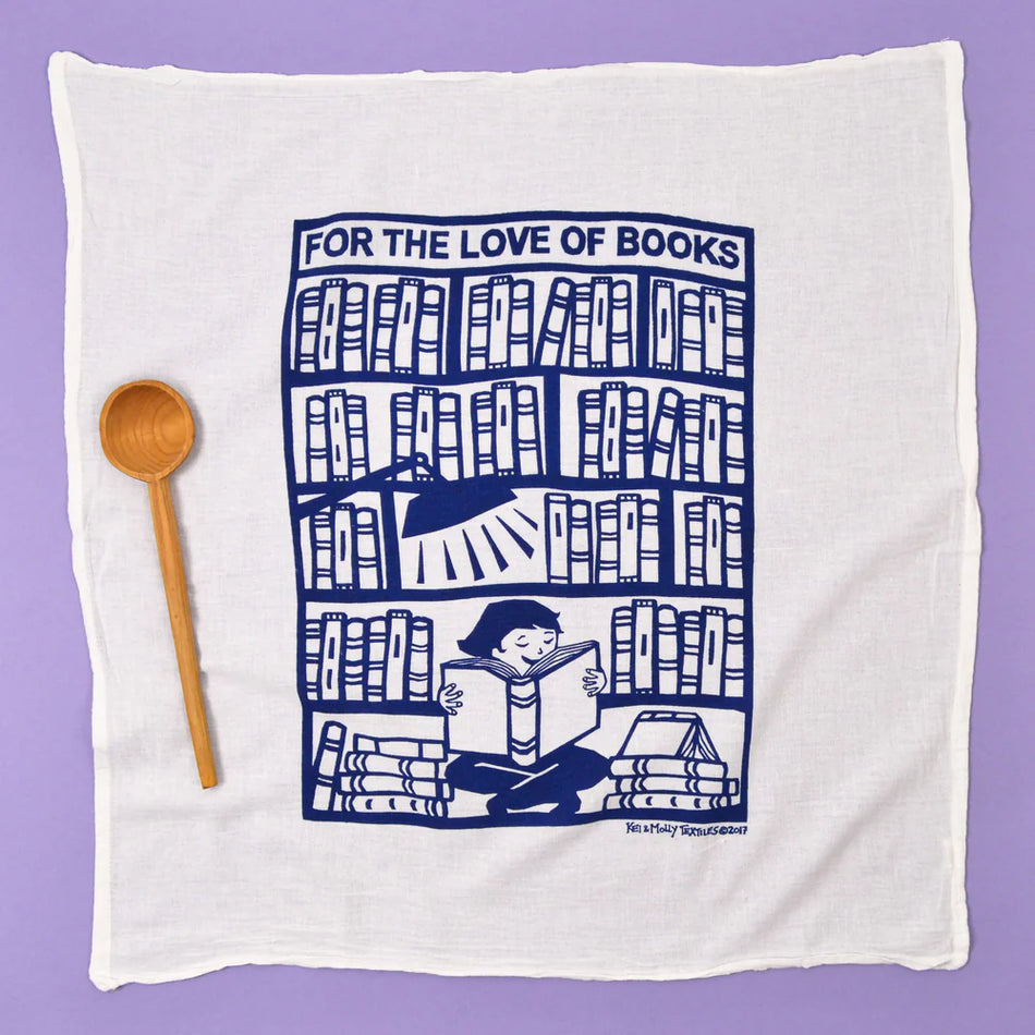 Kei & Molly Flour Sack Dish Towel - Books