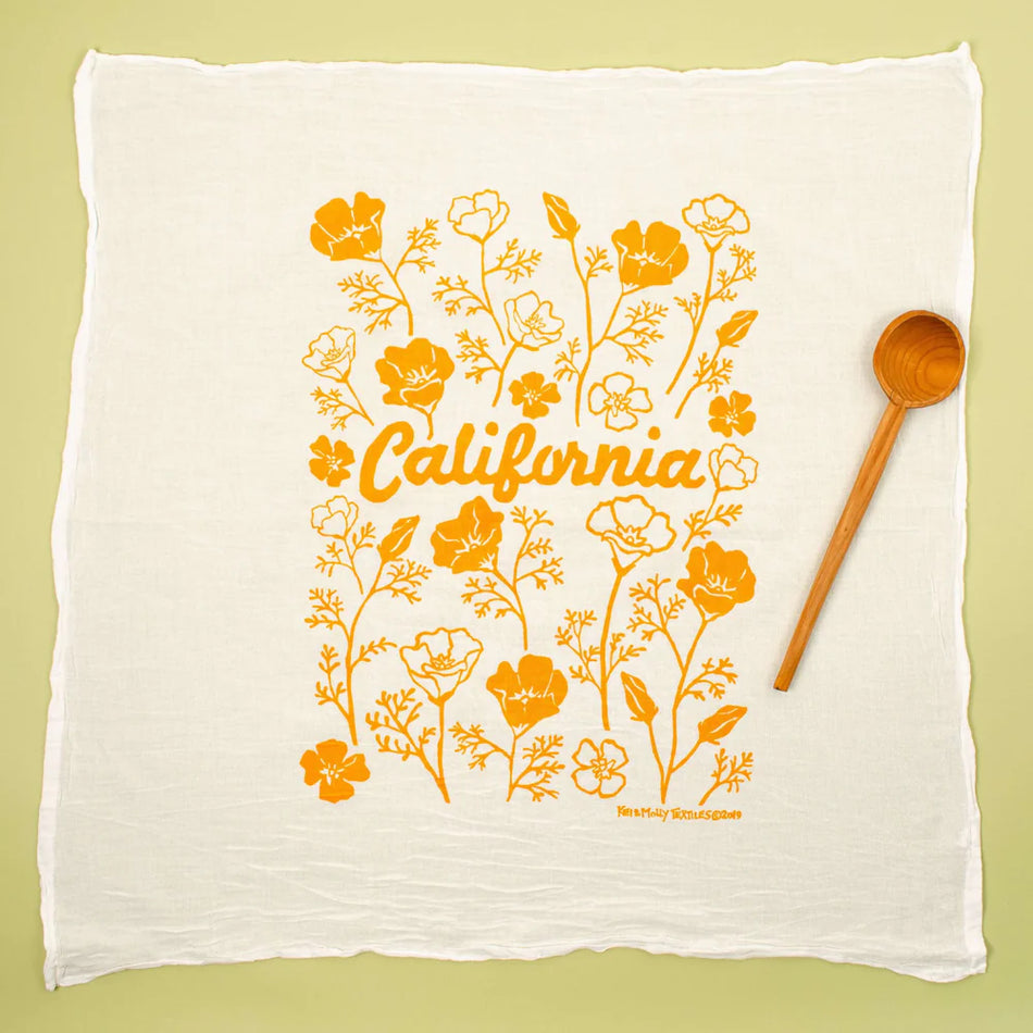 Kei & Molly Flour Sack Dish Towel - California Poppies