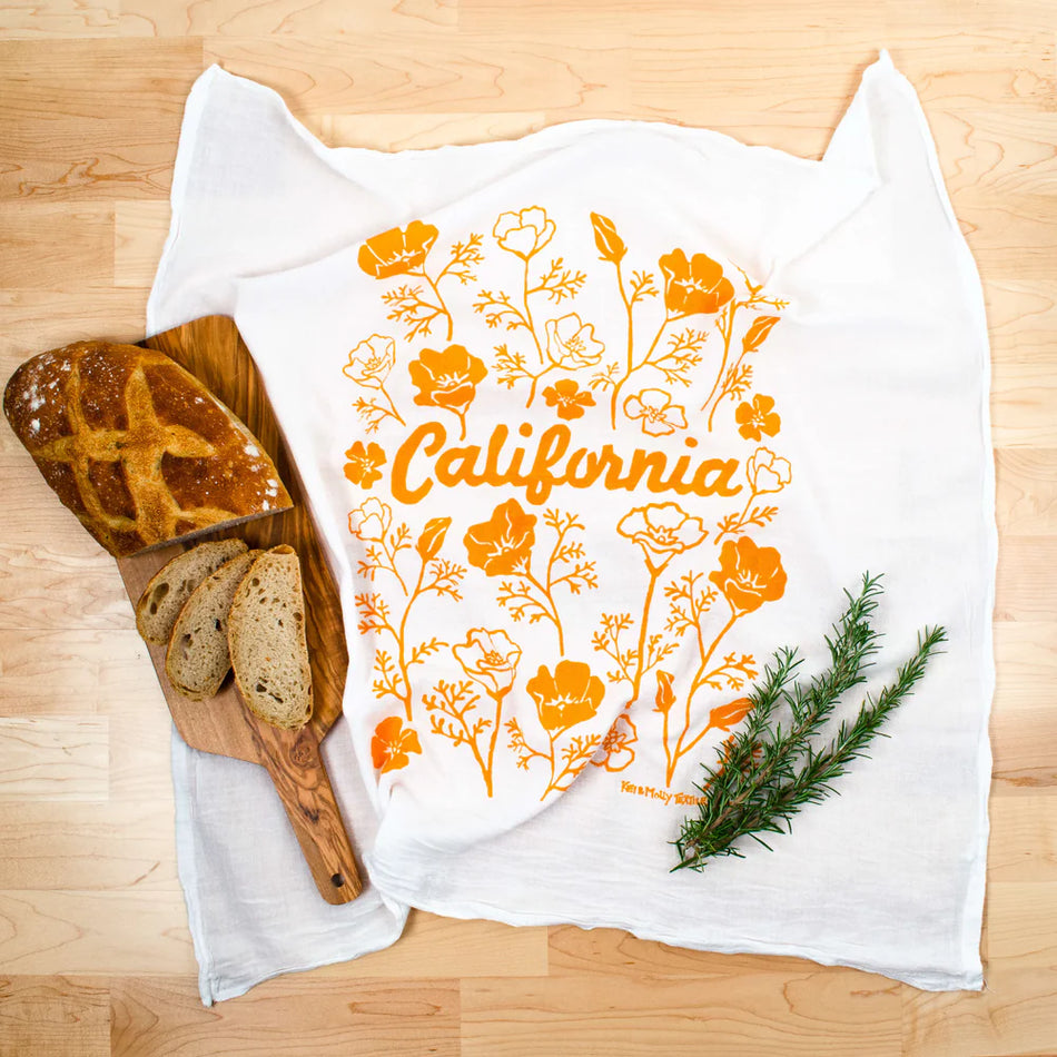 Kei & Molly Flour Sack Dish Towel - California Poppies