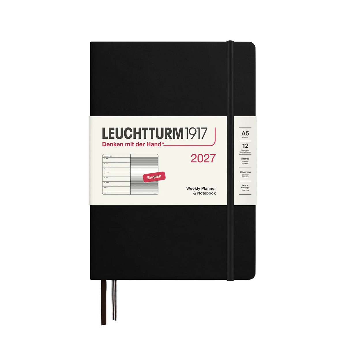 Leuchtturm1917 2027 A5 Weekly Planner & Notebook - Black