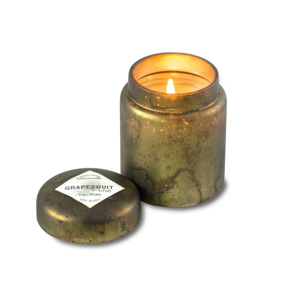 Mountain Fire Glass Candle - Grapefruit Pine