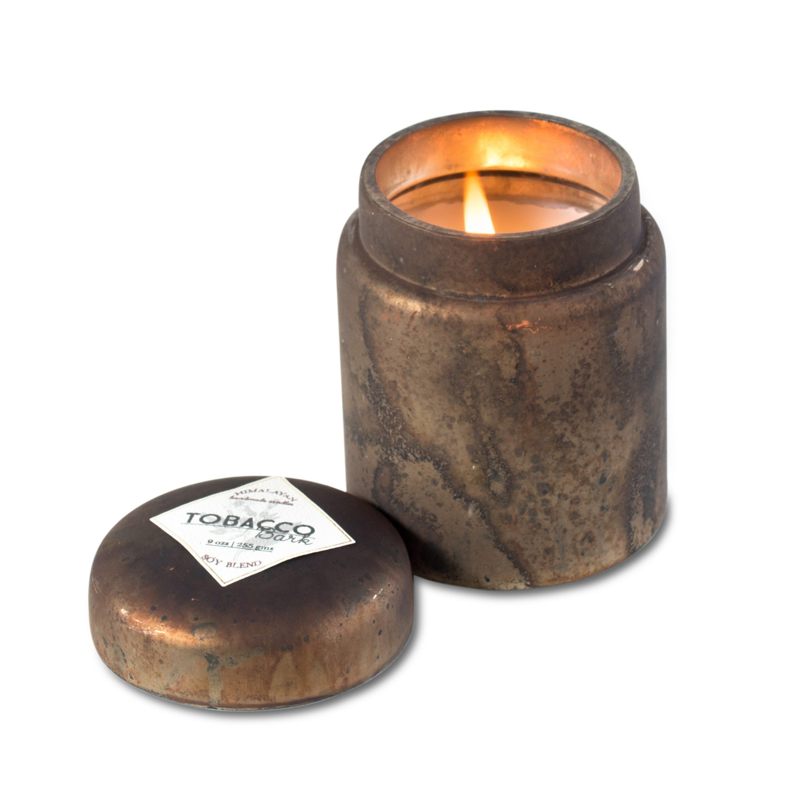 Mountain Fire Glass Candle - Tabacco Bark