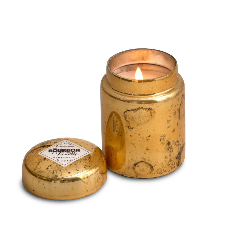 Mountain Fire Glass Candle -Bourbon Vanilla