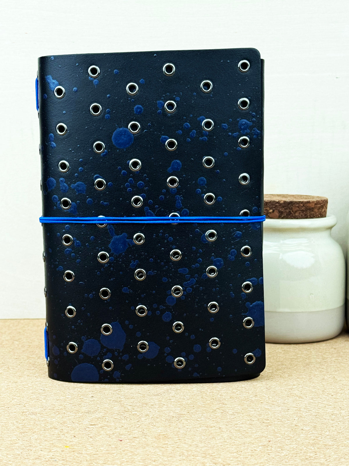 Imperfect Concepts Niko Leather Notebook - B6 Trifold - Painted Raven w/ Gunmetal Grommets