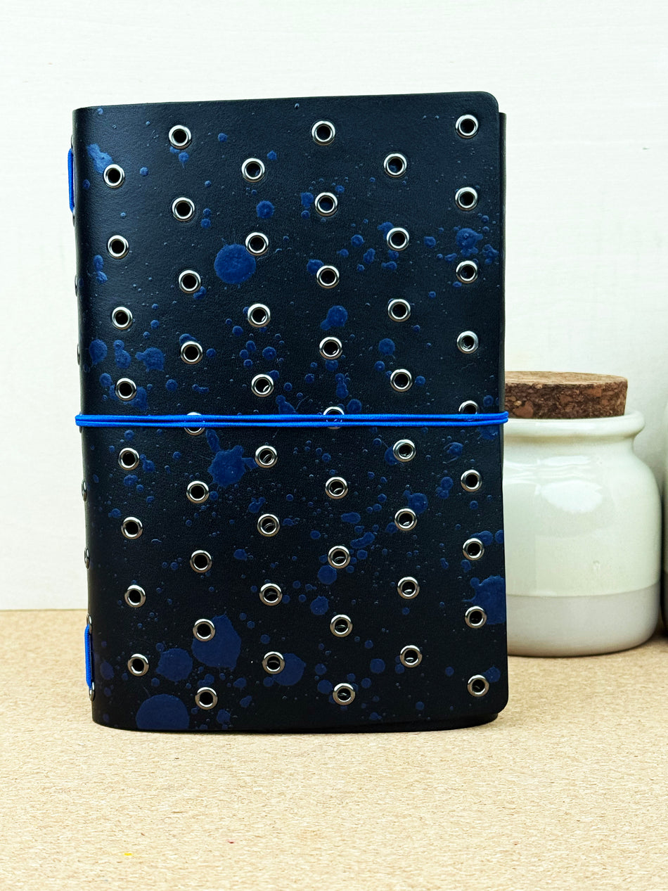 Imperfect Concepts Niko Leather Notebook - B6 Trifold - Painted Raven w/ Gunmetal Grommets